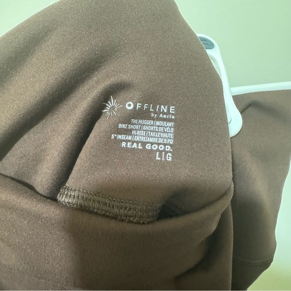 Women's Aerie Offline Brown Gym Activewear Workout Shorts with Pockets Size L - Picture 10 of 15